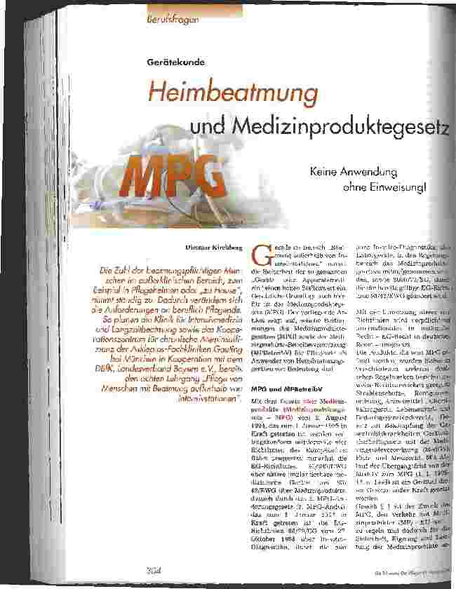 Vorschauseite 1: Heimbeatmung und Medizinproduktegesetz