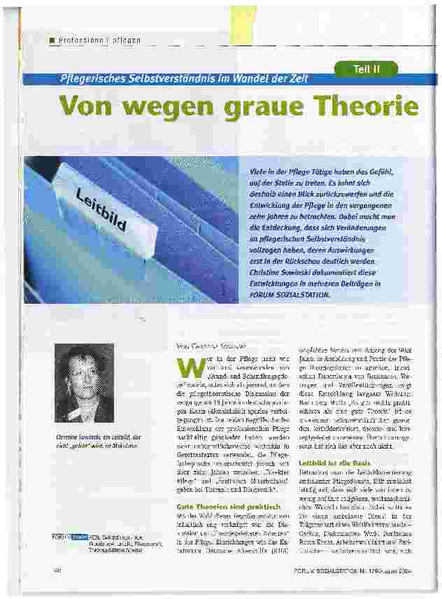 Vorschauseite 1: Pflegerisches Selbstverständnis im Wandel der Zeit, Teil IIVon wegen graue Theorie