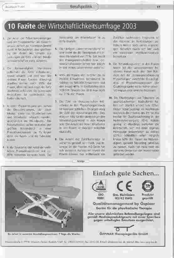 Vorschauseite 4: Wirtschaftlichkeitsumfrage 2003 des IFK
