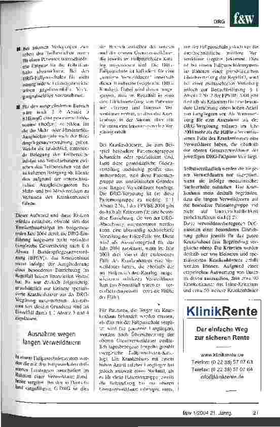 Vorschauseite 3: FPVBE 2004 in Kraft getreten Besondere Einrichtungen werden im Jahr 2004 von der DRG-Abrechnung ausgenommen