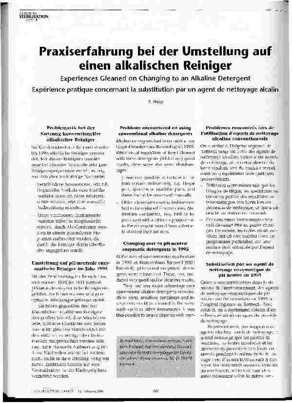 Vorschauseite 1: Praxiserfahrung bei der Umstellung auf einen alkalischen Reiniger