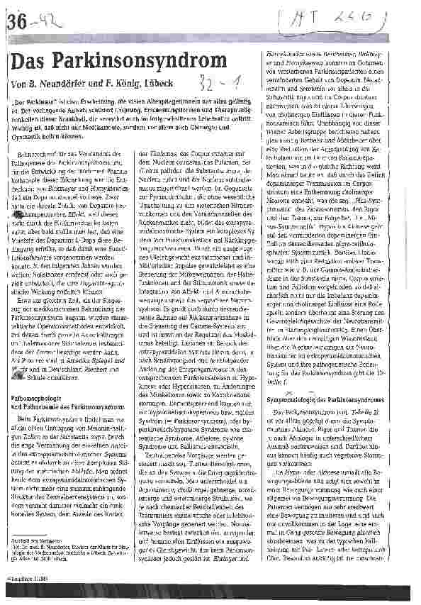 Vorschauseite 1: Das Parkinsonsyndrom