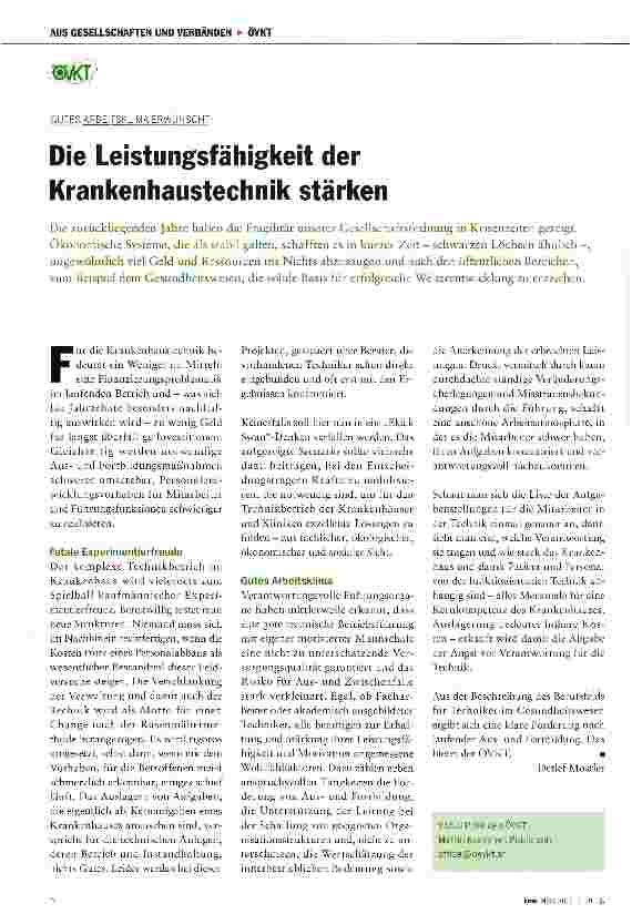 Vorschauseite 1: Die Leistungsfähigkeit der Krankenhaustechnik stärken