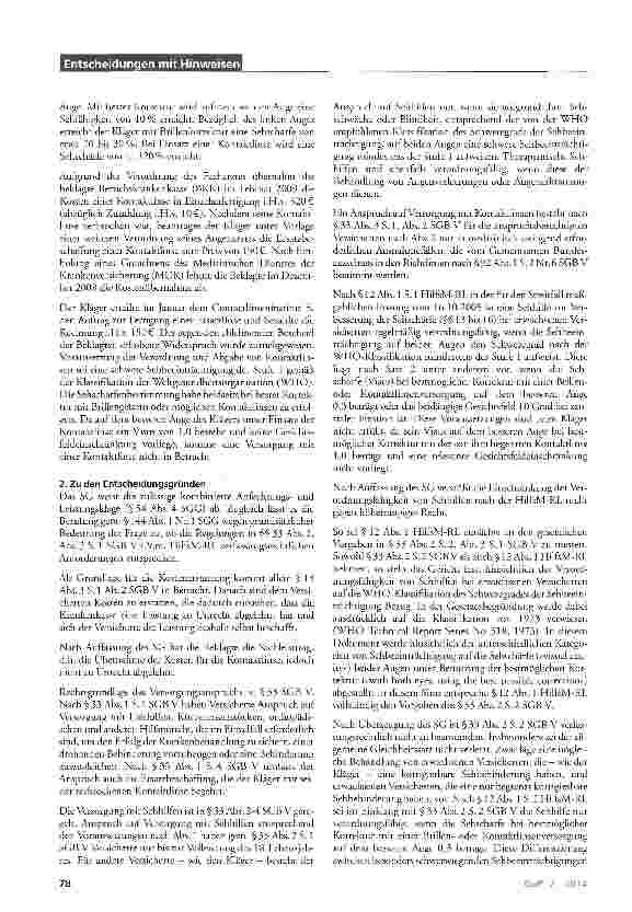Vorschauseite 2: Verfassungsmäßigkeit des Leistungsausschlusses für Sehhilfen nach § 33 Abs. 2 SGB V