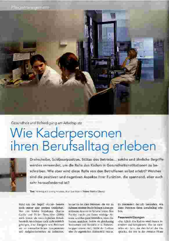 Vorschauseite 1: Wie Kaderpersonen ihren Berufsalltag erleben
