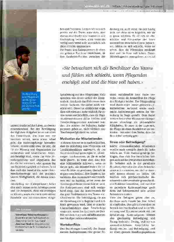 Vorschauseite 2: Wie Kaderpersonen ihren Berufsalltag erleben
