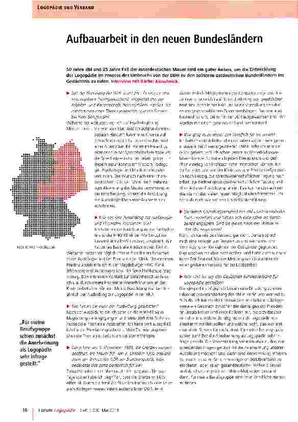 Vorschauseite 1: Aufbauarbeit in den neuen Bundesländern