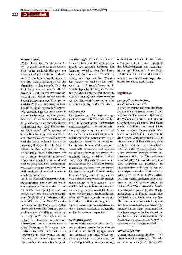 Vorschauseite 4: Erfahrungen junger Eltern mit der familienzentrierten Betreuung in der Primärversorgung in der Schweiz: Eine qualitative Evaluationsstudie