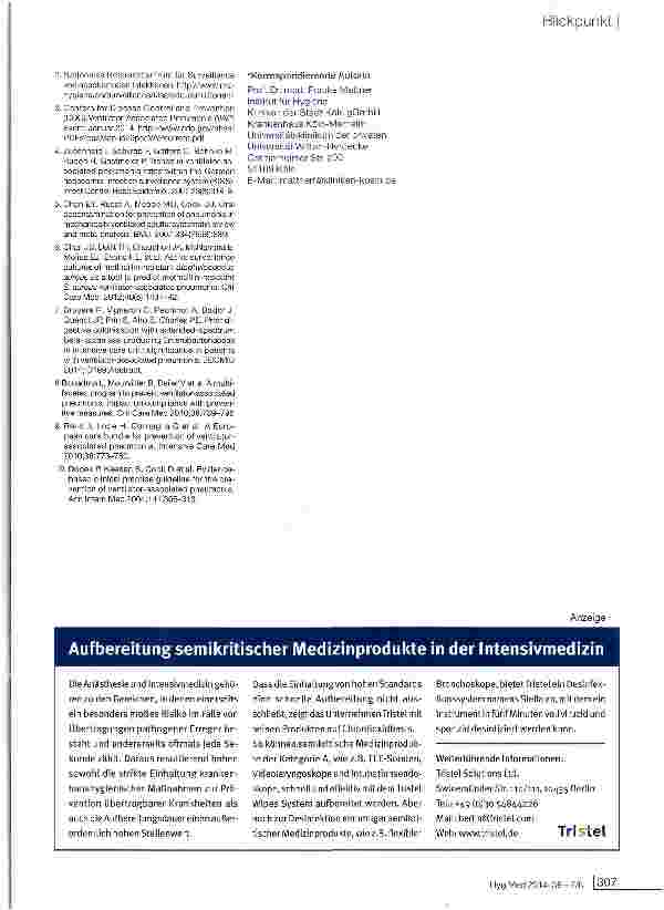 Vorschauseite 2: Beatmungsassoziierte Pneumonie - quo vadis?