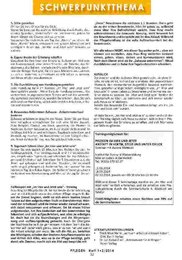 Vorschauseite 3: IN DER PFLEGE IM HIER UND JETZT SEIN