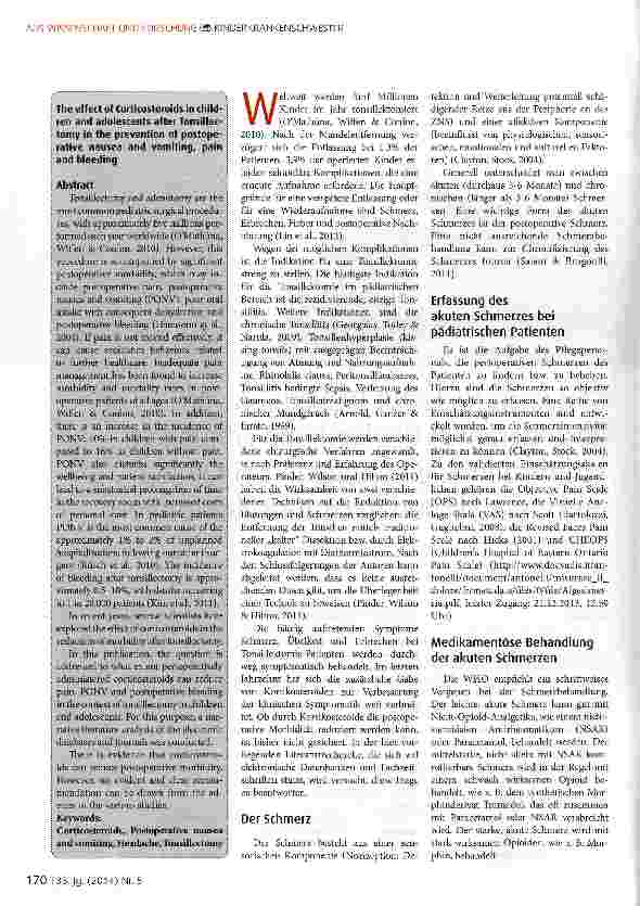 Vorschauseite 2: Kortikosteroide zur Prävention von postoperativer Übelkeit und Erbrechen, Schmerzen und Blutungen bei Kindern und Jugendlichen nach Tonsillektomie