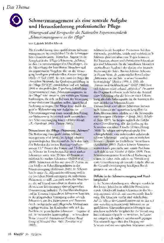 Vorschauseite 1: Schmerzmanagement als eine zentrale Aufgabe und Herausforderung professioneller PflegeHintergrund und Kernpunkte des Nationalen Expertenstandards „Schmerzmanagement in der Pflege