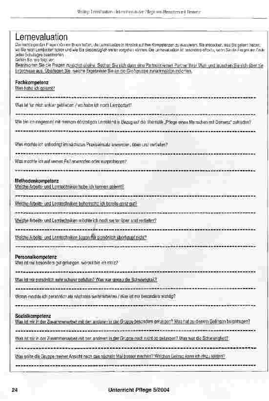 Vorschauseite 4: Lernsituation: Interaktion in der Pflege von Menschen mit Demenz