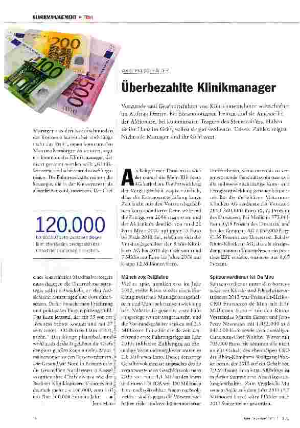 Vorschauseite 1: Überbezahlte Klinikmanager