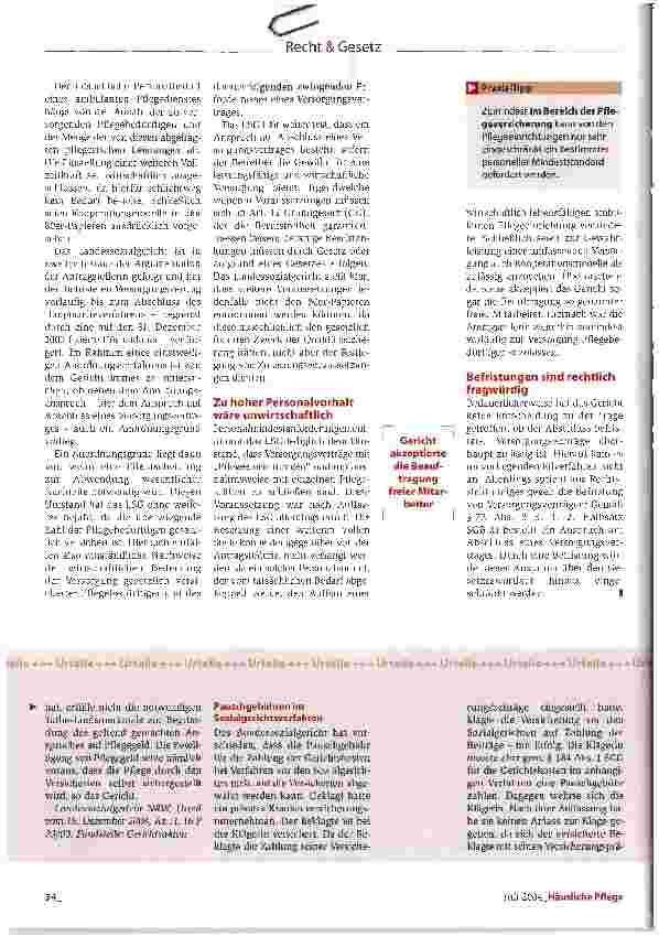 Vorschauseite 2: Auch die Kleinen dürfen pflegenRechtsprechung: Zur Zulassung kleiner Pflegedienste