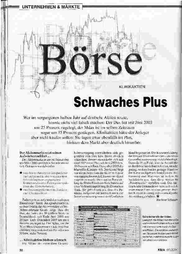 Vorschauseite 1: Börse - Klinikaktien: Schwaches Plus