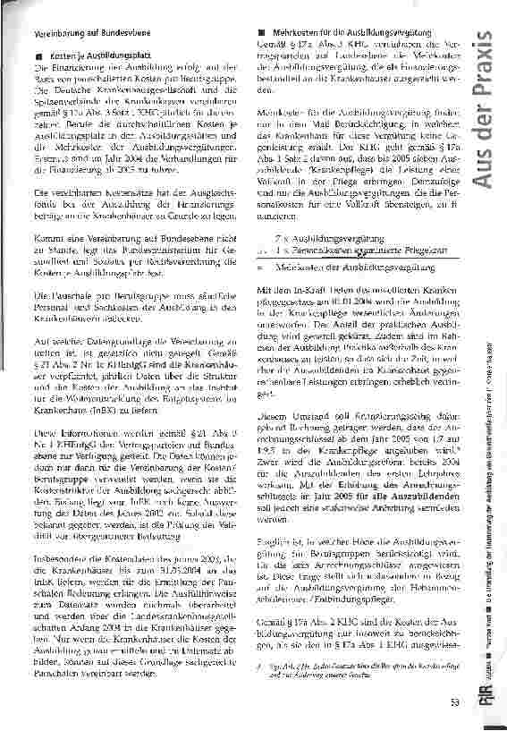 Vorschauseite 3: Die Umstellung der Finanzierung der Ausbildung von Gesundheitsfachberufen in Krankenhäusern Fondsfinanzierung ab 2005