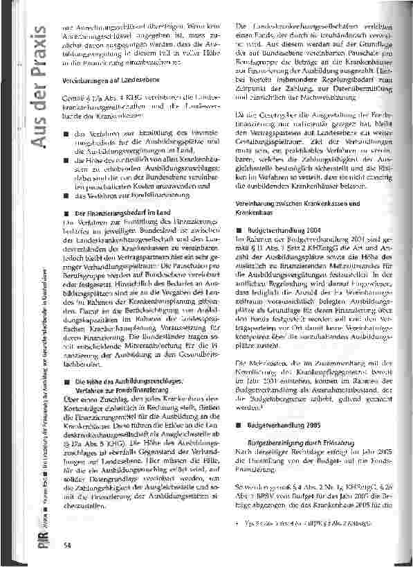 Vorschauseite 4: Die Umstellung der Finanzierung der Ausbildung von Gesundheitsfachberufen in Krankenhäusern Fondsfinanzierung ab 2005