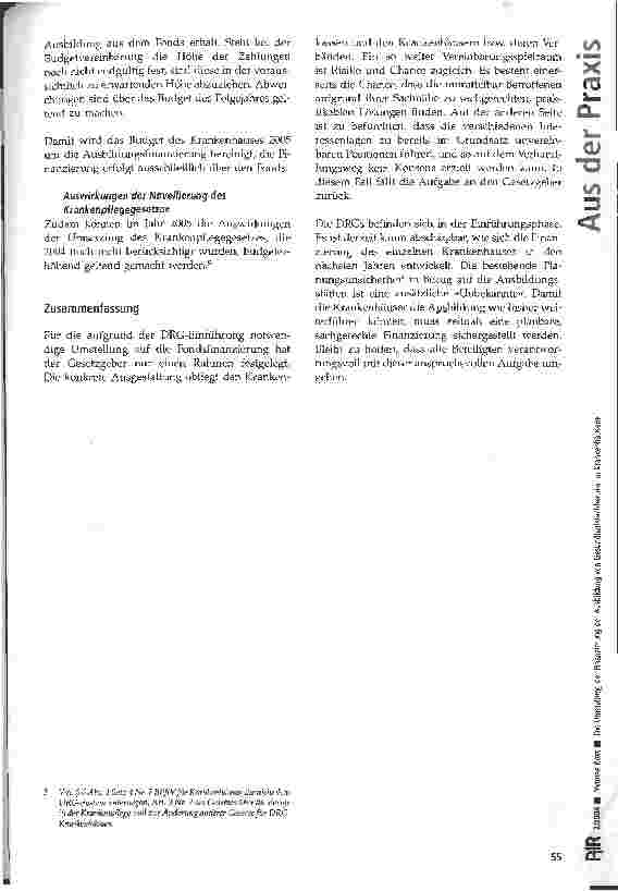 Vorschauseite 5: Die Umstellung der Finanzierung der Ausbildung von Gesundheitsfachberufen in Krankenhäusern Fondsfinanzierung ab 2005
