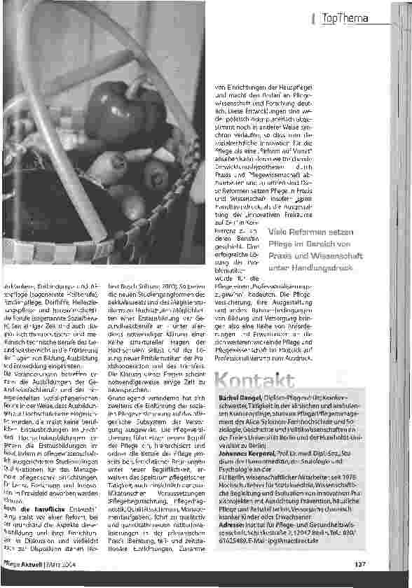 Vorschauseite 2: Stellenwert von Pflege in Prävention und Gesundheitsförderung