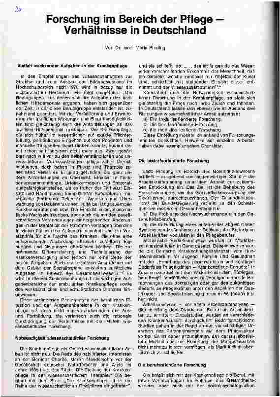 Vorschauseite 1: Forschung im Bereich der Pflege - Verhältnisse in Deutschland