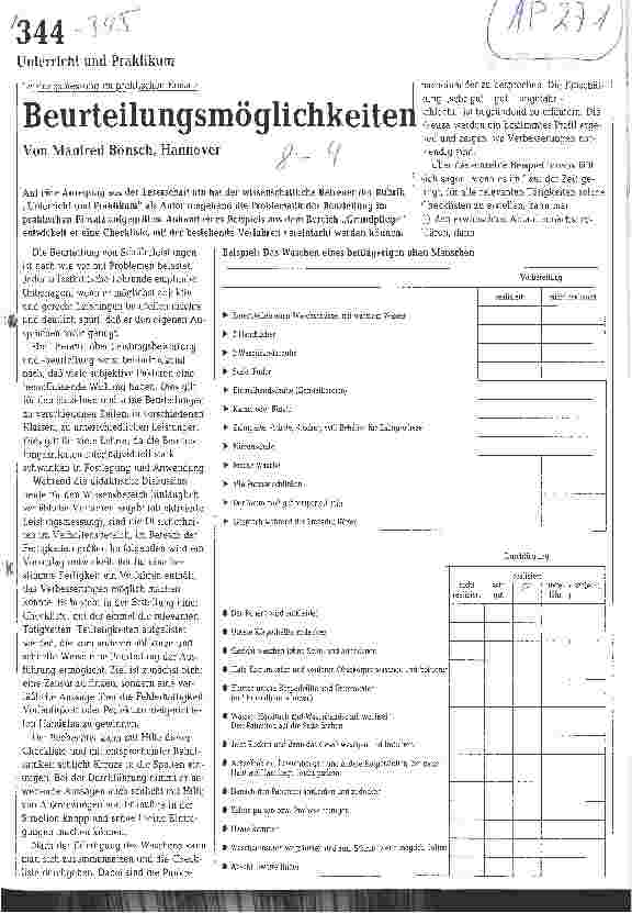 Vorschauseite 1: Beurteilungsmöglichkeiten