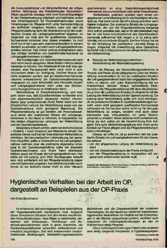 Vorschauseite 2: Praktischer Einsatz von Lehrgangsteilnehmern der Weiterbildung für den OP-Dienst
