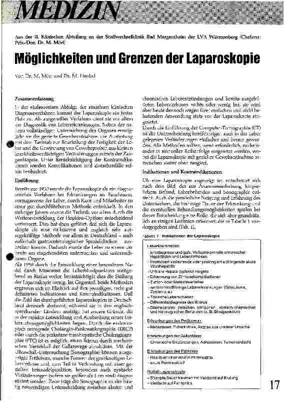 Vorschauseite 1: Möglichkeiten und Grenzen der Laparoskopie