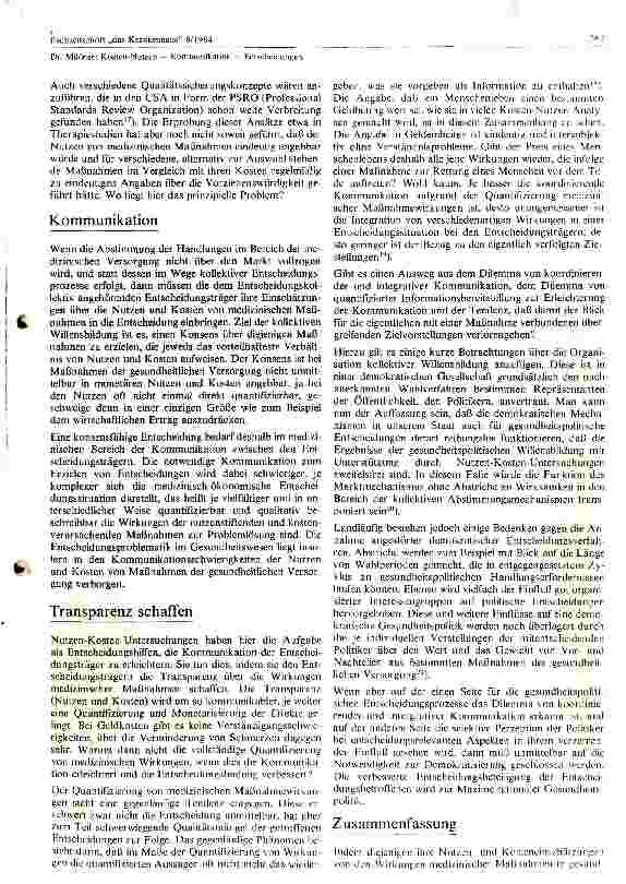 Vorschauseite 3: Kosten - Nutzen - Kommunikation Entscheidungen