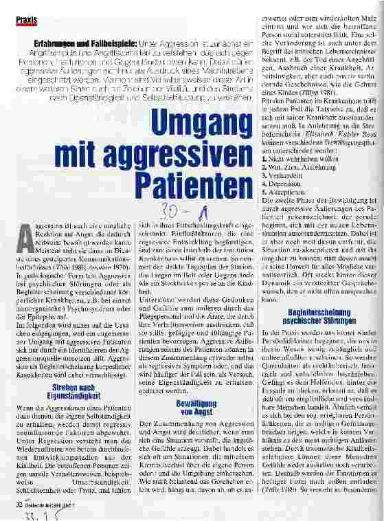 Vorschauseite 1: Umgang mit aggressiven Patienten Erfahrungen und Fallbeispiele