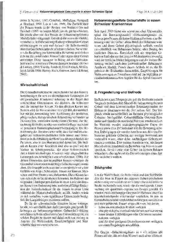 Vorschauseite 3: Hebammengeleitete Geburtshilfe in einem Schweizer SpitalEvaluation eines neuen Betreuungsmodells für die Geburt