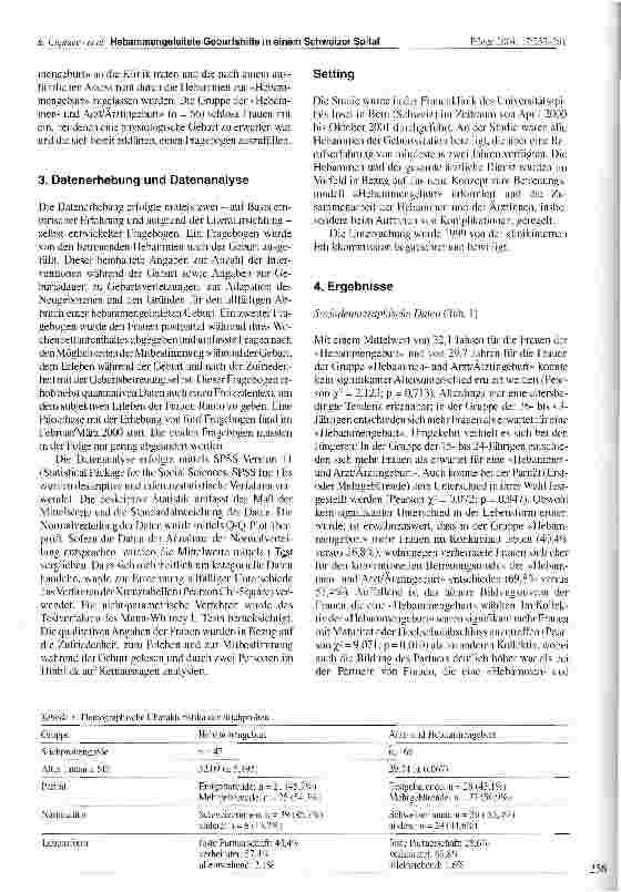 Vorschauseite 4: Hebammengeleitete Geburtshilfe in einem Schweizer SpitalEvaluation eines neuen Betreuungsmodells für die Geburt