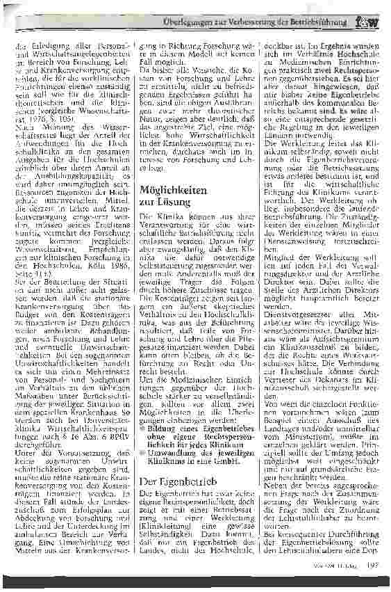 Vorschauseite 4: Universitätsklinika: Überlegungen zur Verbesserung der Betriebsführung