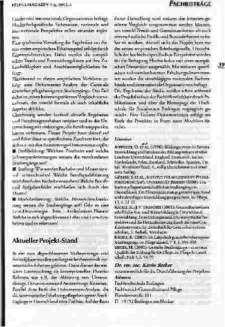 Vorschauseite 3: Bachelor und Master in PflegestudiengängenIN NATIONALER UND INTERNATIONALER PERSPEKTIVE