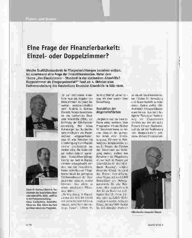 Vorschauseite 1: Eine Frage der Finanzierbarkeit: Einzeloder Doppelzimmer?