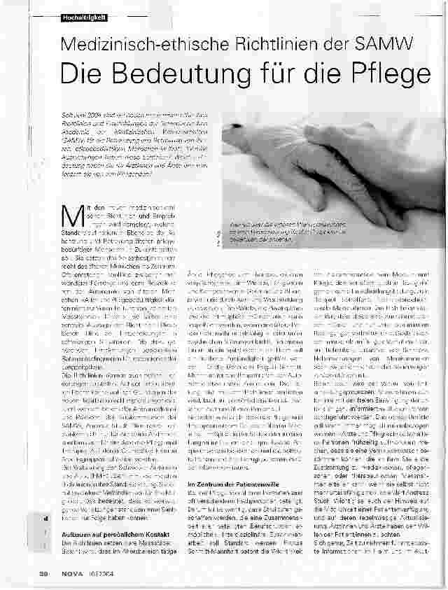 Vorschauseite 1: Medizinisch-ethische Richtlinien der SAMWDie Bedeutung für die Pflege