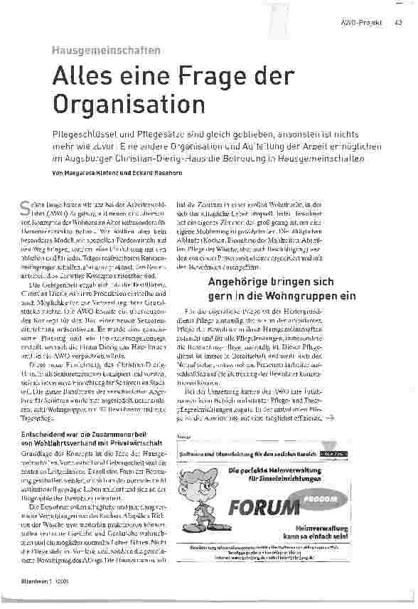 Vorschauseite 1: Alles eine Frage der Organisation. Hausgemeinschaften