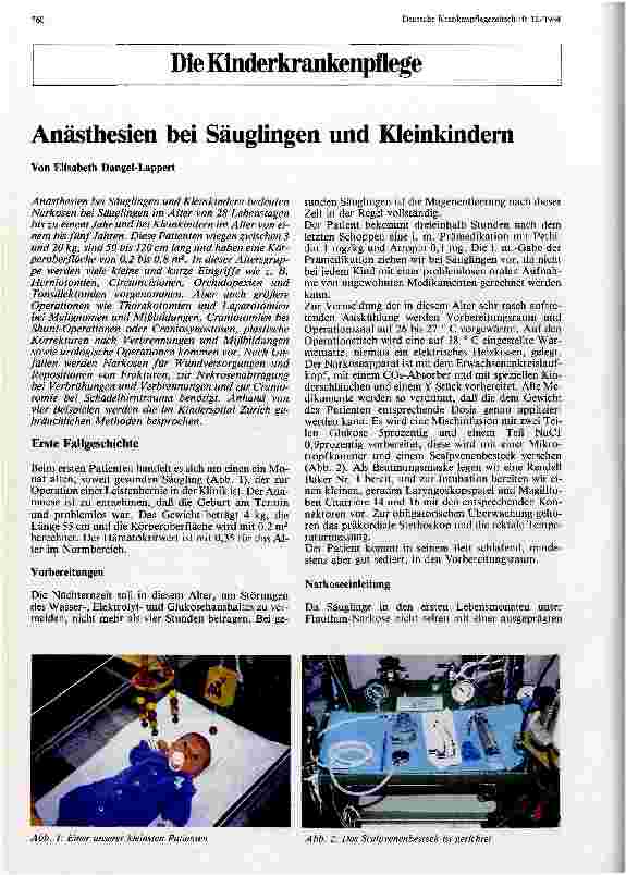 Vorschauseite 1: Anästhesien bei Säuglingen u. Kleinkindern