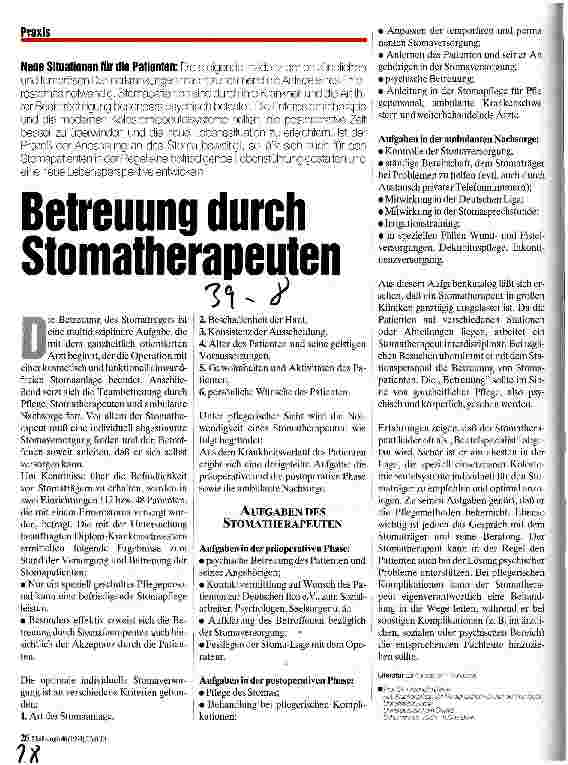 Vorschauseite 1: Betreuung durch Stomatherapeuten Neue Situation für die Patienten