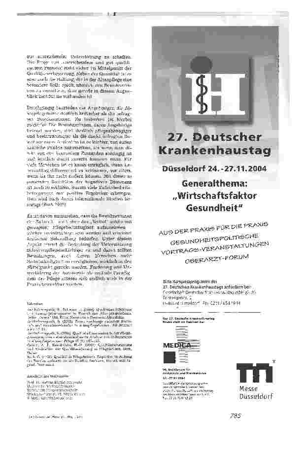 Vorschauseite 6: Pflege und Betreuung in der stationären AltenpflegeErgebnisse aus einer Untersuchung in Frankfurter Altenpflegeheimen
