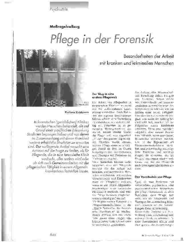 Vorschauseite 1: Pflege in der Forensik. Besonderheiten der Arbeit mit kranken und kriminellen Menschen