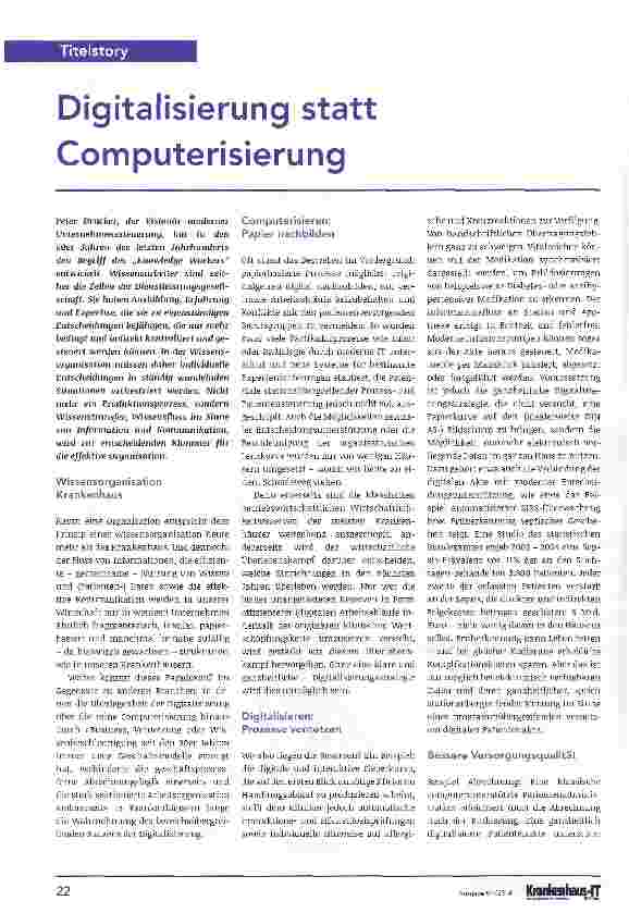 Vorschauseite 1: Digitalisierung statt Computerisierung