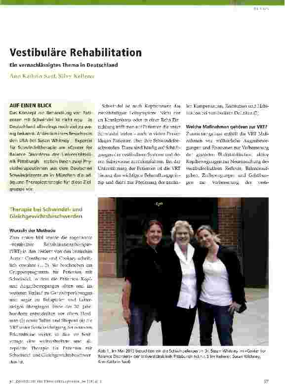 Vorschauseite 1: Vestibuläre RehabilitationEin vernachlässigtes Thema in Deutschland