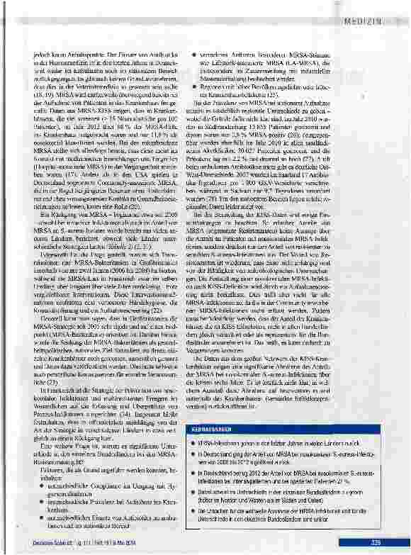 Vorschauseite 5: Rückgang von nosokomialen MRSA-Infektionen in Deutschland