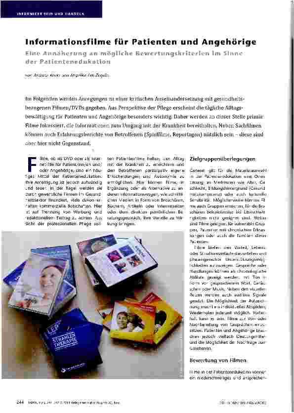 Vorschauseite 1: Informationsfilme für Patienten und Angehörige