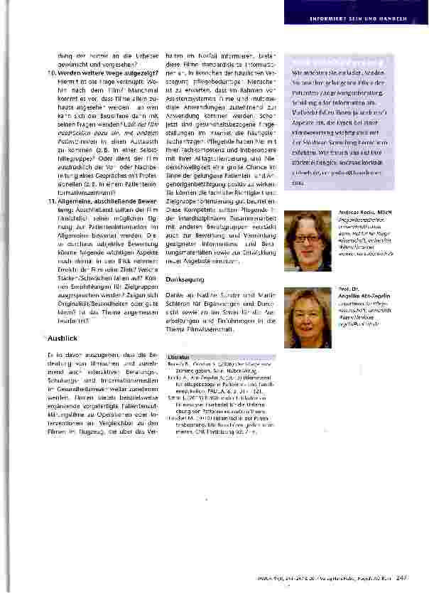 Vorschauseite 4: Informationsfilme für Patienten und Angehörige