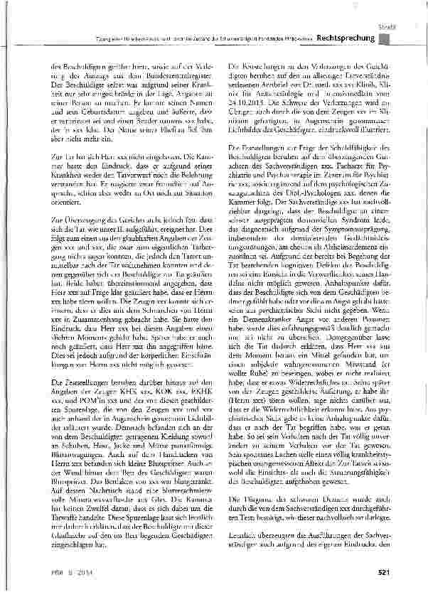 Vorschauseite 3: Tötung eines Heimbewohners durch einen im Zustand der Schuldunfähigkeit handelnden Mitbewohner StCB§ 20, §63, § 212