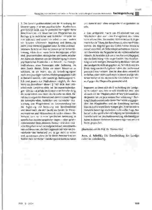 Vorschauseite 5: Tötung eines Heimbewohners durch einen im Zustand der Schuldunfähigkeit handelnden Mitbewohner StCB§ 20, §63, § 212