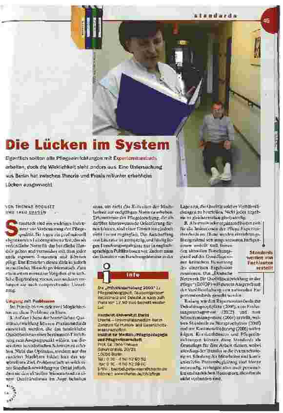 Vorschauseite 1: Die Lücken im System Expertenstandards