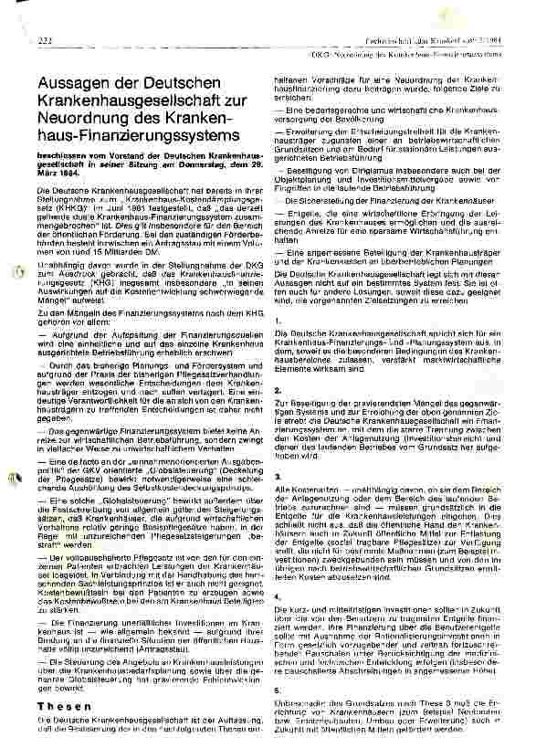 Vorschauseite 1: Aussagen der DKG zur Neuordnung des KHG Empfehlung